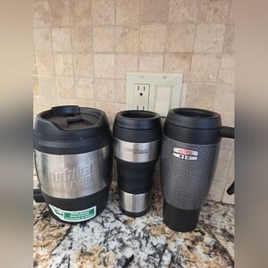 Thermos Stainless Steel and Black Travel Mugs Set